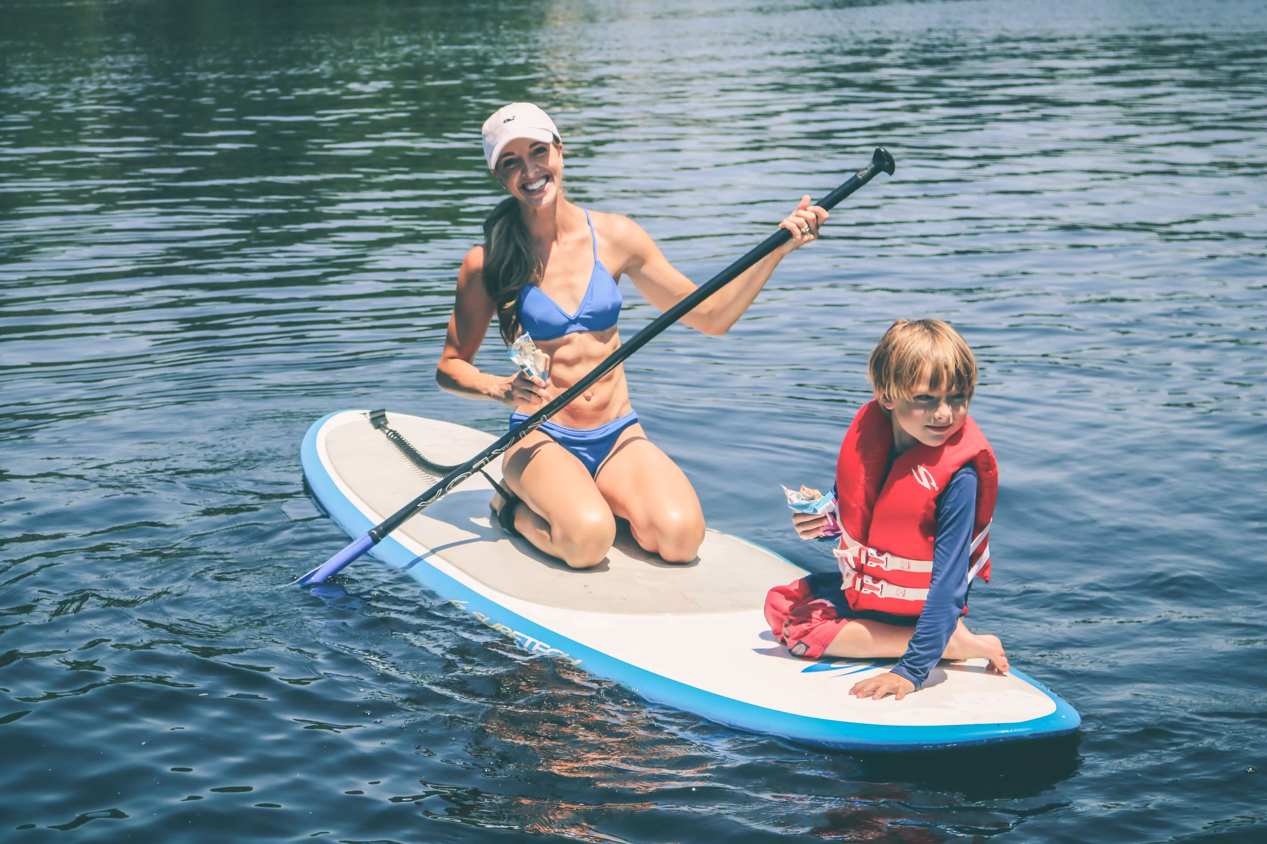 healthy summer snacks, quest protein bars, stand up paddle board workout