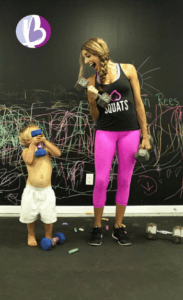 fit moms, home workouts, dumbbells, working out with kids